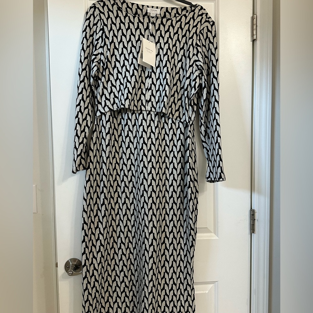 Seraphine Maternity Geo Jacquard Long Sleeve Dress